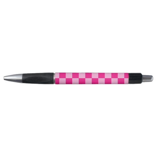 Checkered squares light hot pink geometric retro pen