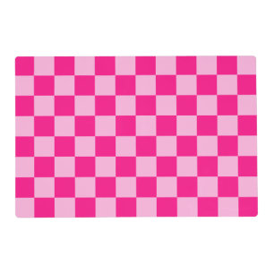Checkered squares light hot pink geometric retro placemat