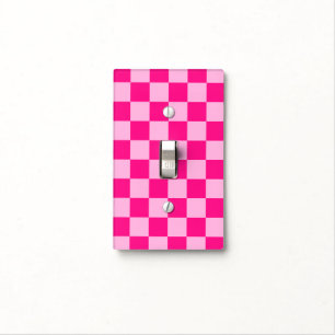 Checkered squares light hot pink geometric retro switch cover