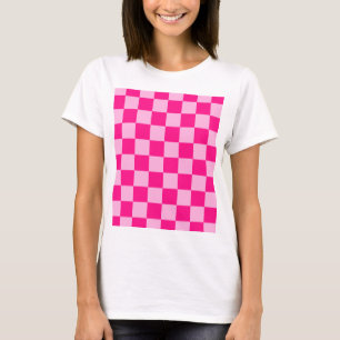 Checkered squares light hot pink geometric retro T-Shirt