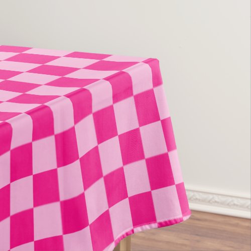 Checkered squares light hot pink geometric retro tablecloth