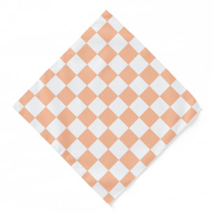 Checkered squares peach and white geometric retro bandana
