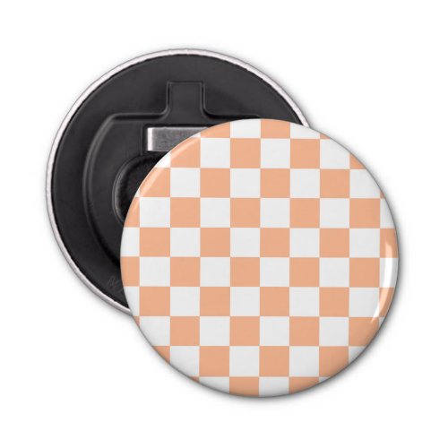 Checkered squares peach and white geometric retro bottle opener