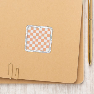 Checkered squares peach and white geometric retro patch