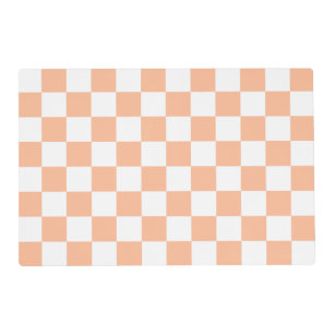 Checkered squares peach and white geometric retro placemat