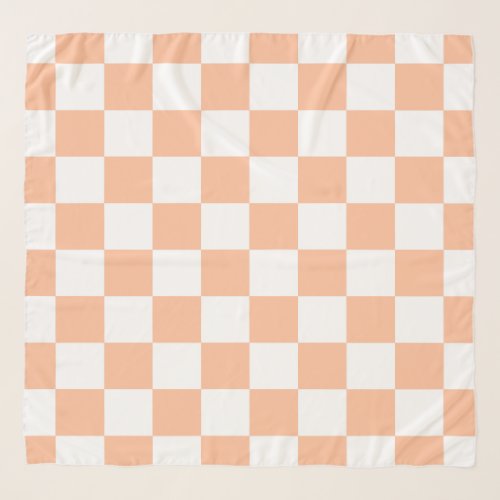 Checkered squares peach and white geometric retro scarf