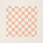 Checkered squares peach and white geometric retro scarf<br><div class="desc">Checkered squares peach orange white geometric retro pattern. Cool retro checkered geometric square pattern. Vintage tile white and peach light orange modern checker.</div>