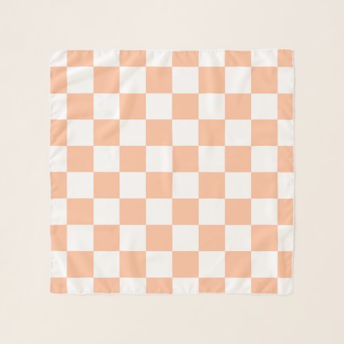 Checkered squares peach and white geometric retro scarf