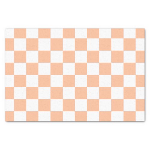 Checkered squares peach and white geometric retro tissue paper