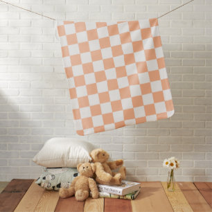 Checkered squares peach orange white geometric baby blanket