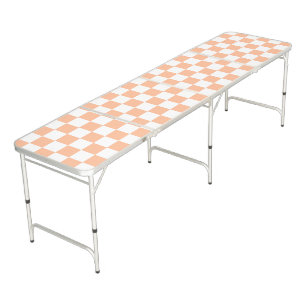 Checkered squares peach orange white geometric beer pong table
