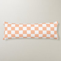 Checkered squares peach orange white geometric