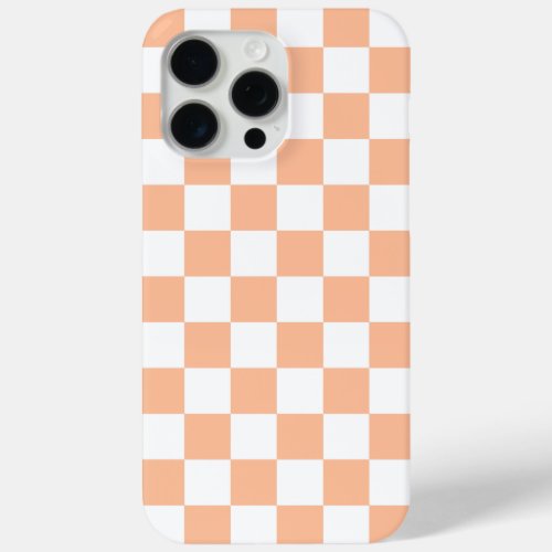 Checkered squares peach orange white geometric iPhone 15 pro max case