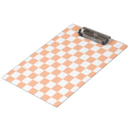 Checkered squares peach orange white geometric clipboard