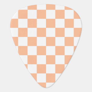 Checkered squares peach orange white geometric guitar pick
