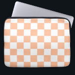 Checkered squares peach orange white geometric laptop sleeve<br><div class="desc">Checkered squares peach orange white geometric retro pattern. Cool retro checkered geometric square pattern. Vintage tile white and peach light orange modern checker.</div>
