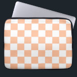 Checkered squares peach orange white geometric laptop sleeve<br><div class="desc">Checkered squares peach orange white geometric retro pattern. Cool retro checkered geometric square pattern. Vintage tile white and peach light orange modern checker.</div>