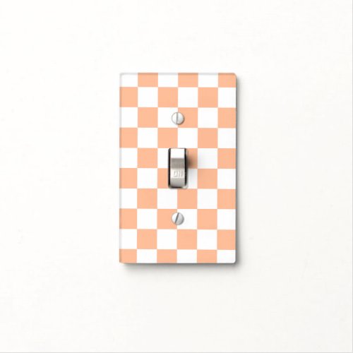 Checkered squares peach orange white geometric light switch cover