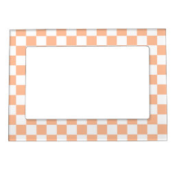 Checkered squares peach orange white geometric magnetic frame
