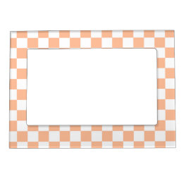 Checkered squares peach orange white geometric magnetic frame