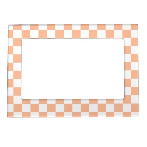 Checkered squares peach orange white geometric magnetic frame