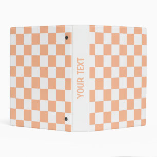 Checkered squares peach orange white geometric mini binder