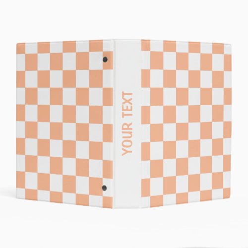 Checkered squares peach orange white geometric mini binder
