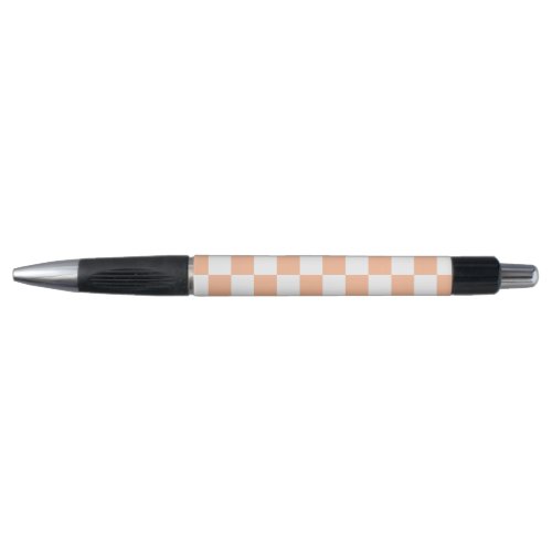 Checkered squares peach orange white geometric pen