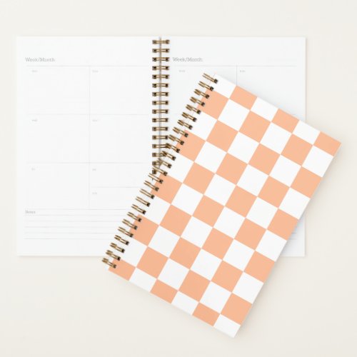 Checkered squares peach orange white geometric planner