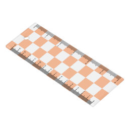 Checkered squares peach orange white geometric ruler