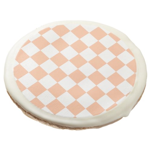 Checkered squares peach orange white geometric sugar cookie