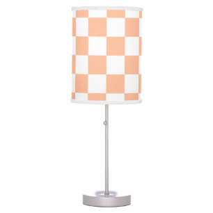 Checkered squares peach orange white geometric table lamp