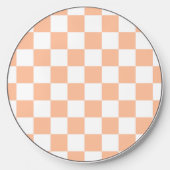 Checkered squares peach orange white geometric wireless charger (Front)