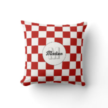 Checkered squares Red and White retro Monogram