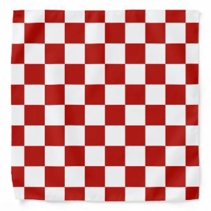 Checkered squares red white geometric retro bandana