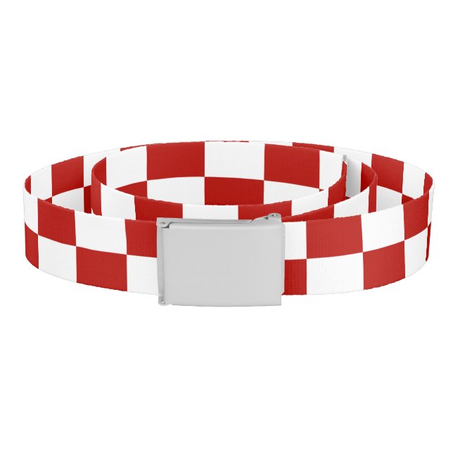 Checkered squares red white geometric retro belt (Coil)