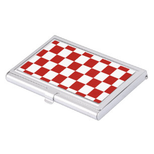 Checkered squares red white geometric retro business card case