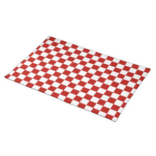 Checkered squares red white geometric retro cloth placemat