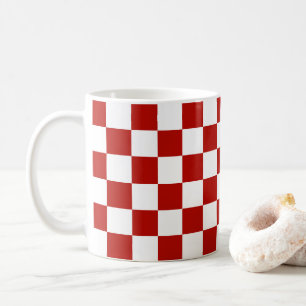 Checkered squares red white geometric retro coffee mug