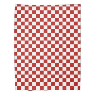 Checkered squares red white geometric retro duvet cover