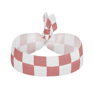 Checkered squares red white geometric retro elastic hair tie