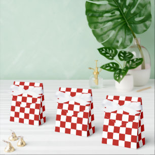 Checkered squares red white geometric retro favor boxes