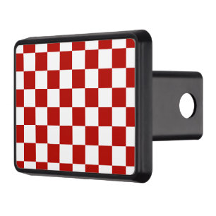 Checkered squares red white geometric retro hitch cover