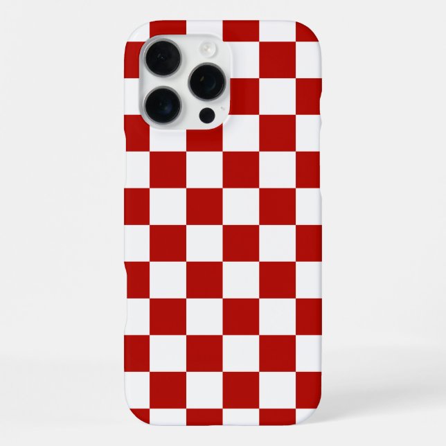 Checkered squares red white geometric retro iPhone case (Back)