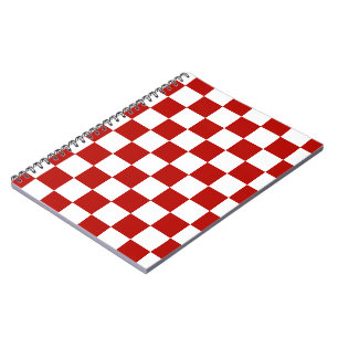 Checkered squares red white geometric retro notebook