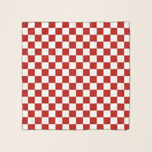 Checkered squares red white geometric retro scarf