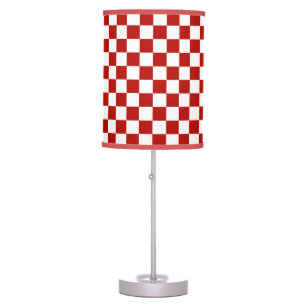 Checkered squares red white geometric retro table lamp
