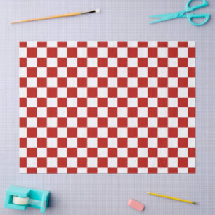 Checkered squares red white geometric retro tissue paper