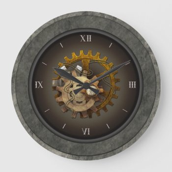Checkered Steampunk Large Clock by artNimages at Zazzle
