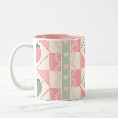 Checkered Strawberry Pattern Mug